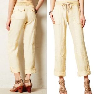 Hei Hei Anthro Linen Roll Cropped Pants